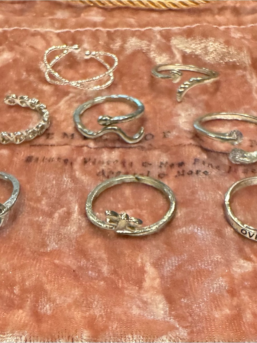 Silver Tone Stacking toe Ring Set - Delicate Bow Accent